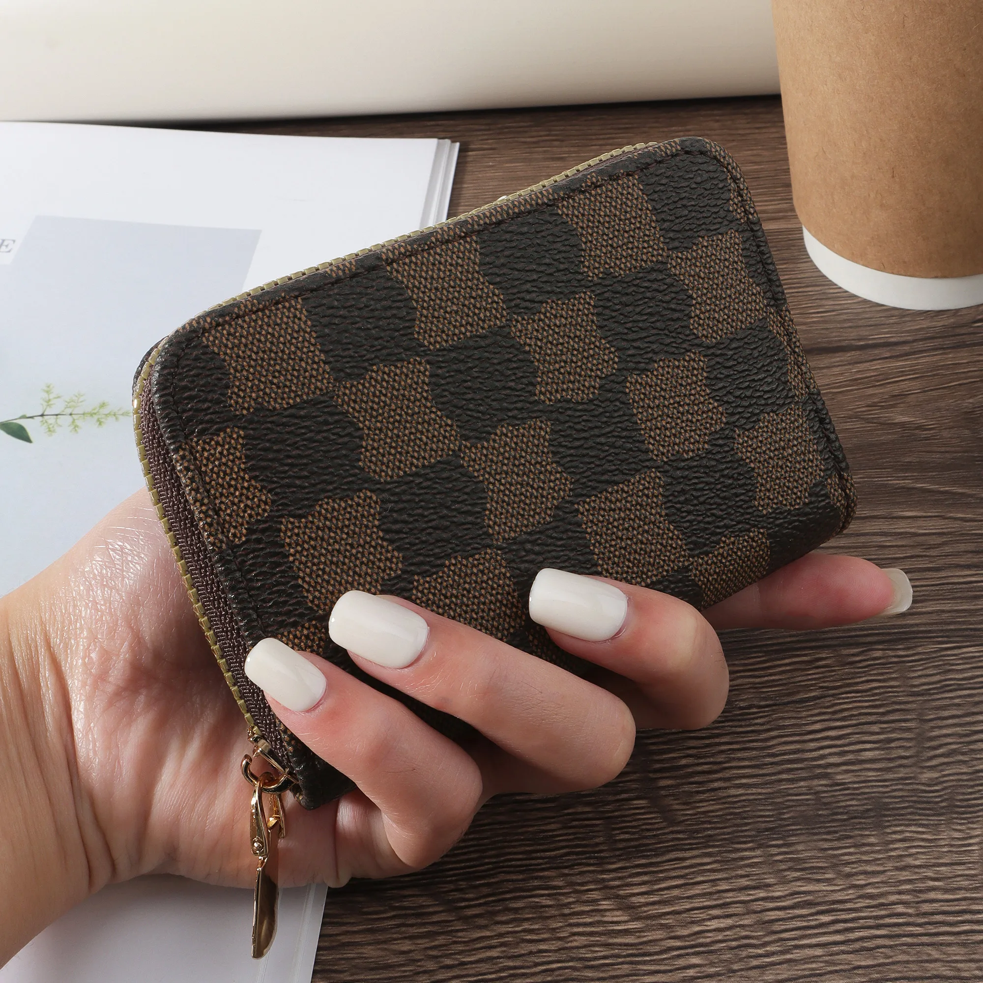 Carteira de cartão de crédito para mulheres, Zipper Around Coin Wallet, Case Holder, nova moda