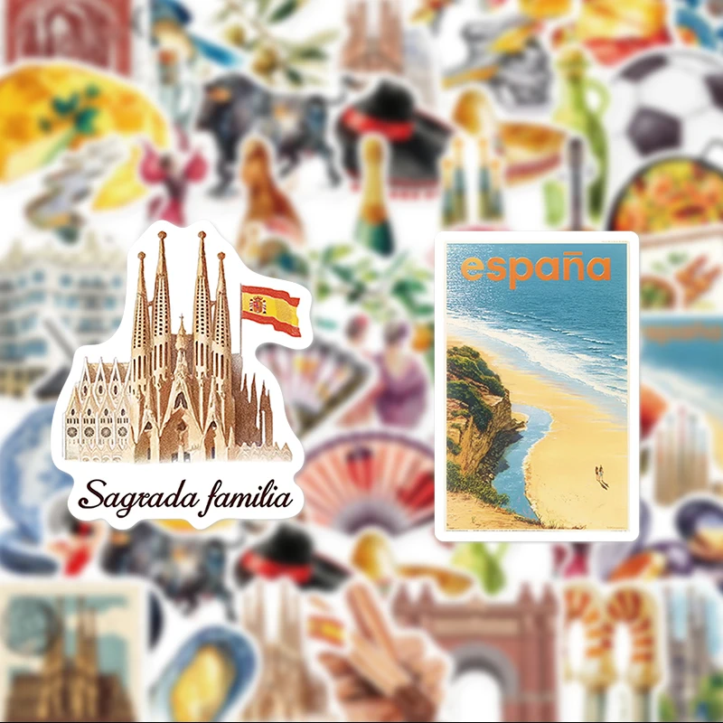 50 Spanish Aesthetic Stickers, Suitable for Diaries, Laptops, Car Bumpers, Skateboards, Water Bottles, Computer and Phone Decorations, Etc