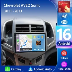 Android 16 Carplay Auto 2K Screen Car Radio Video Multimedia Player For Chevrolet AVEO Sonic 2011 - 2013 2 din Autoradio Stereo