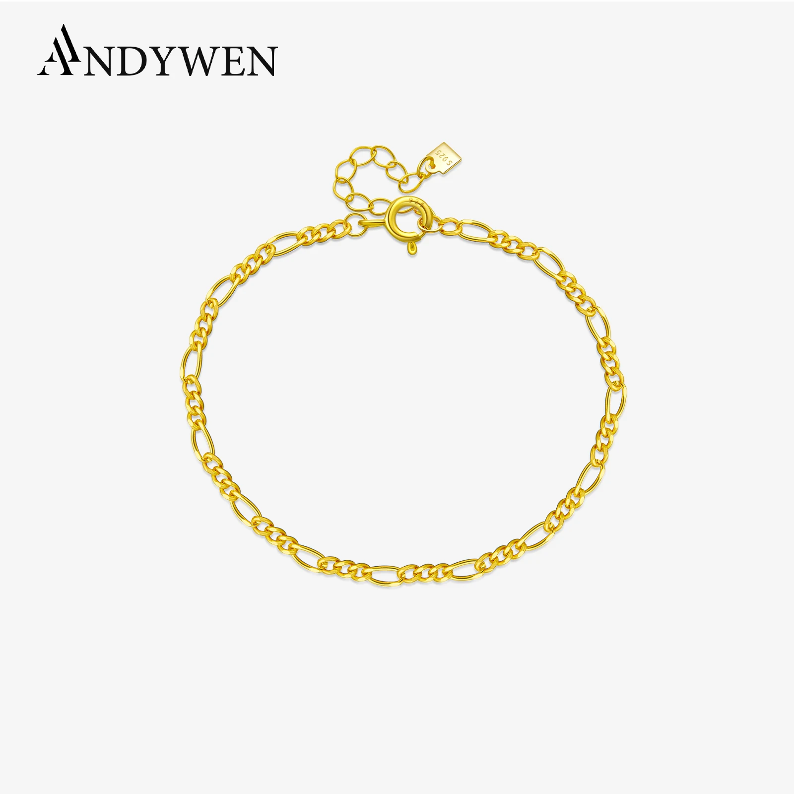 

ANDYWEN 925 Sterling Silver Locker Chain Bracelet & Bangle 2024 Fashion Luxury Fashion Fine Jewelry Women Gift