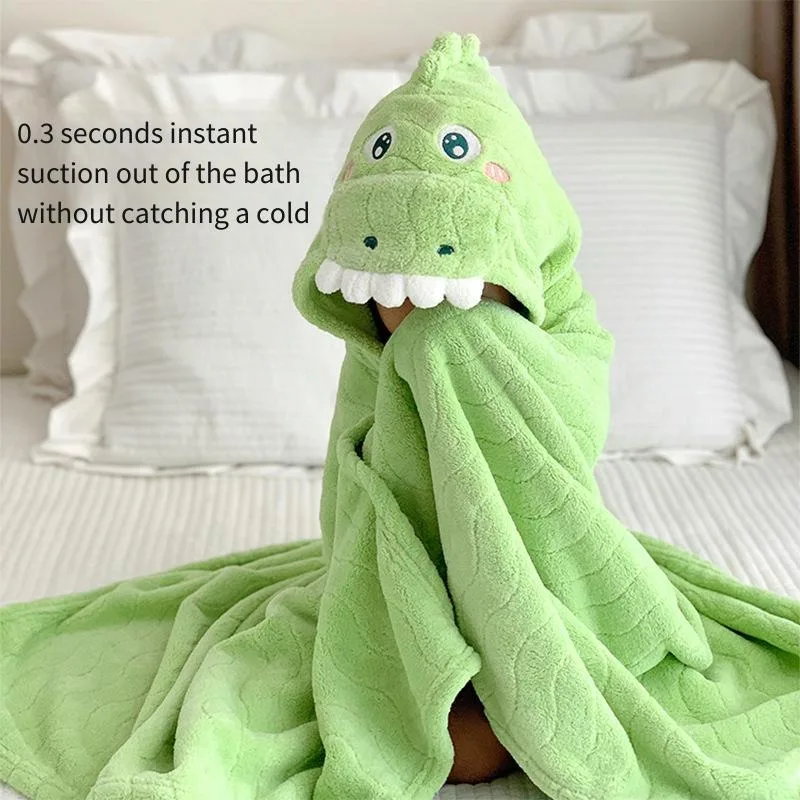 80x120cm 어린이 목욕 타월 캐시미어 케이프 아기 모자 만화 목욕 가운 두꺼운 흡수성 및 비 흘리기 랩 타월
