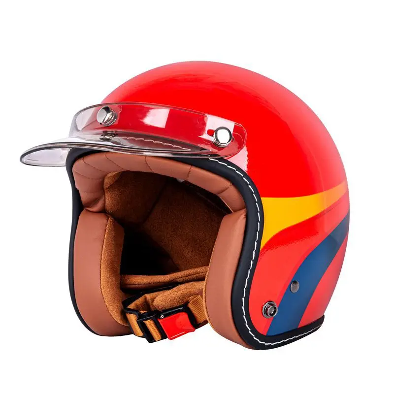 Small Shell Motorcycle Three Quarters Retro Helmet Pedal Electric Vehicle Four Seasons Universal Safety Riding Helmet