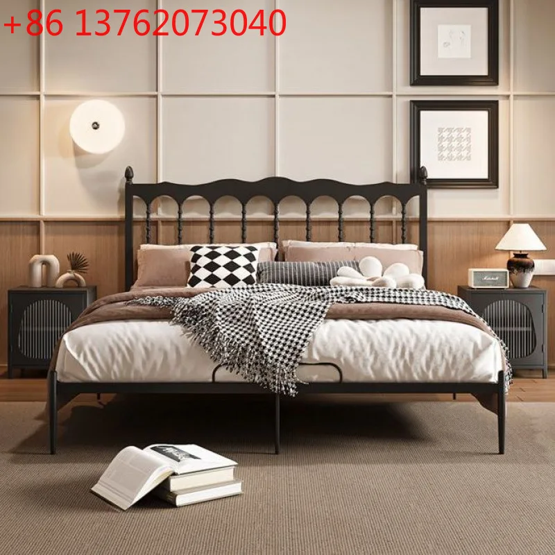 French retro modern simple bedroom household small apartment children wrought iron bed high sense