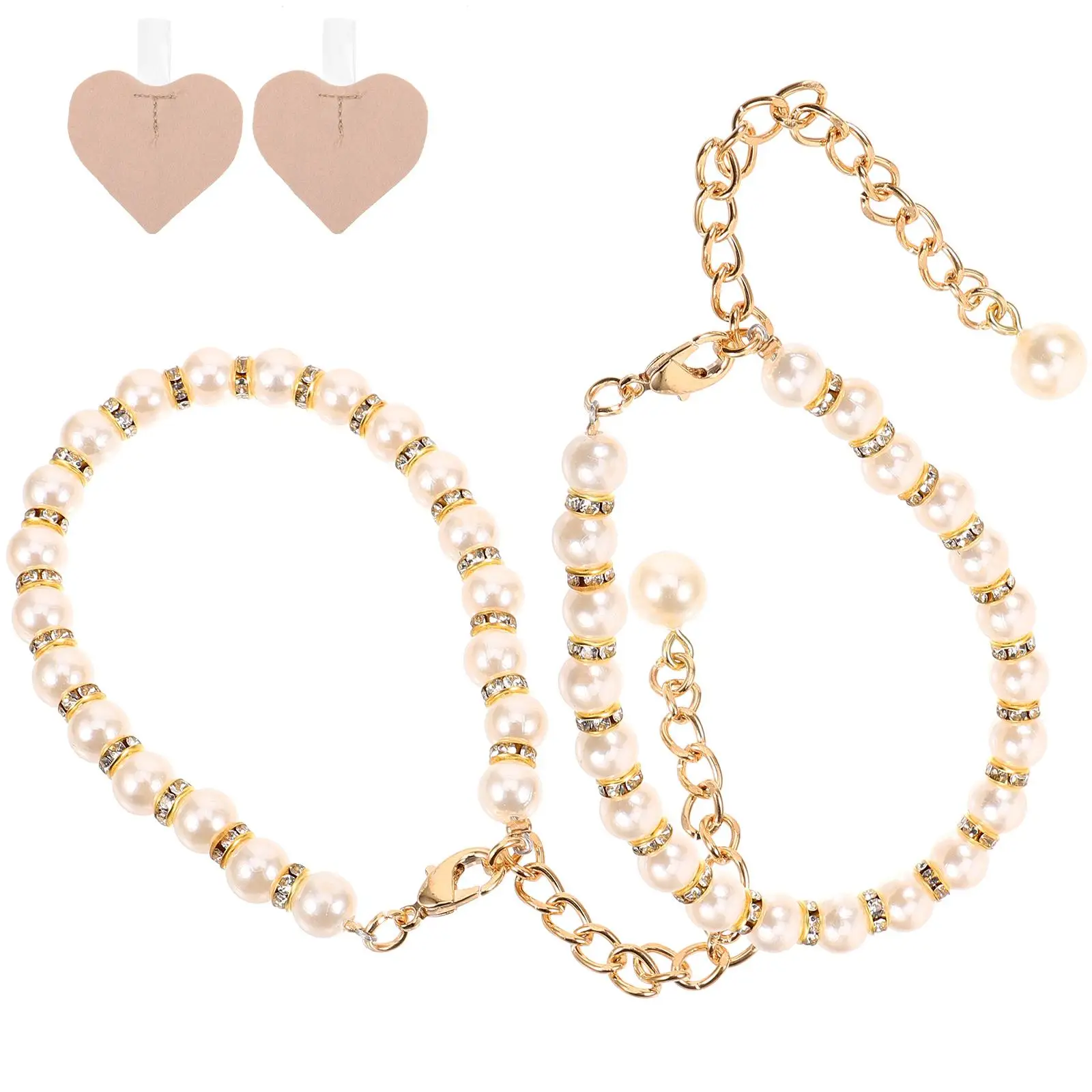 

2 Pcs Pearl Chain High Heels Locket Metal Ankle Strap Women Shoe Straps Replacement Heel Adjustable Anti Slip Accessories