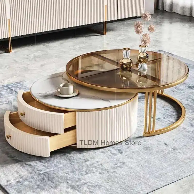 

Nordic Luxury Coffee Tables Living Room Korea Beautiful Cute Side Table Marble Effect Glass Mesa De Centro De Sala Furniture