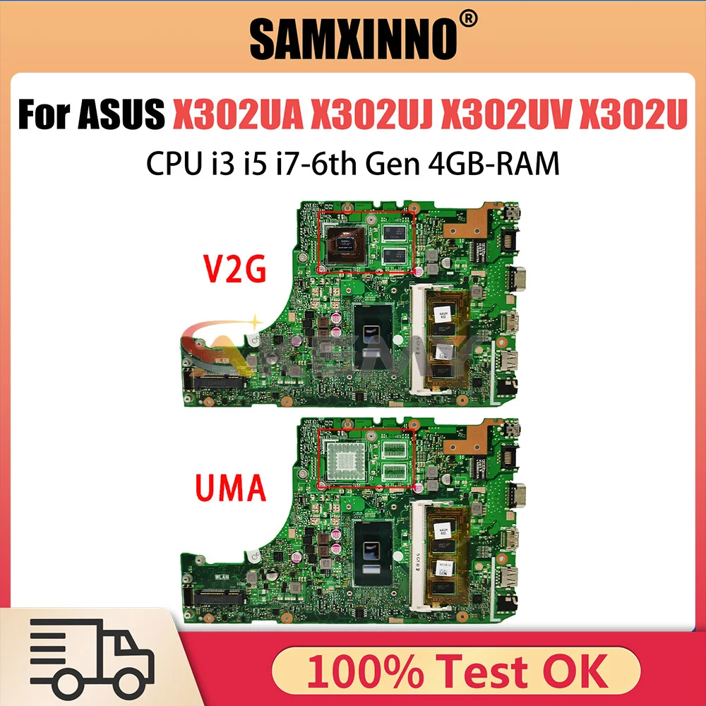 

X302UJ Laptop Motherboard For ASUS X302UA X302UV X302U Mainboard with CPU i3 i5 i7-6th Gen 4GB-RAM GT920M-V2G GPU