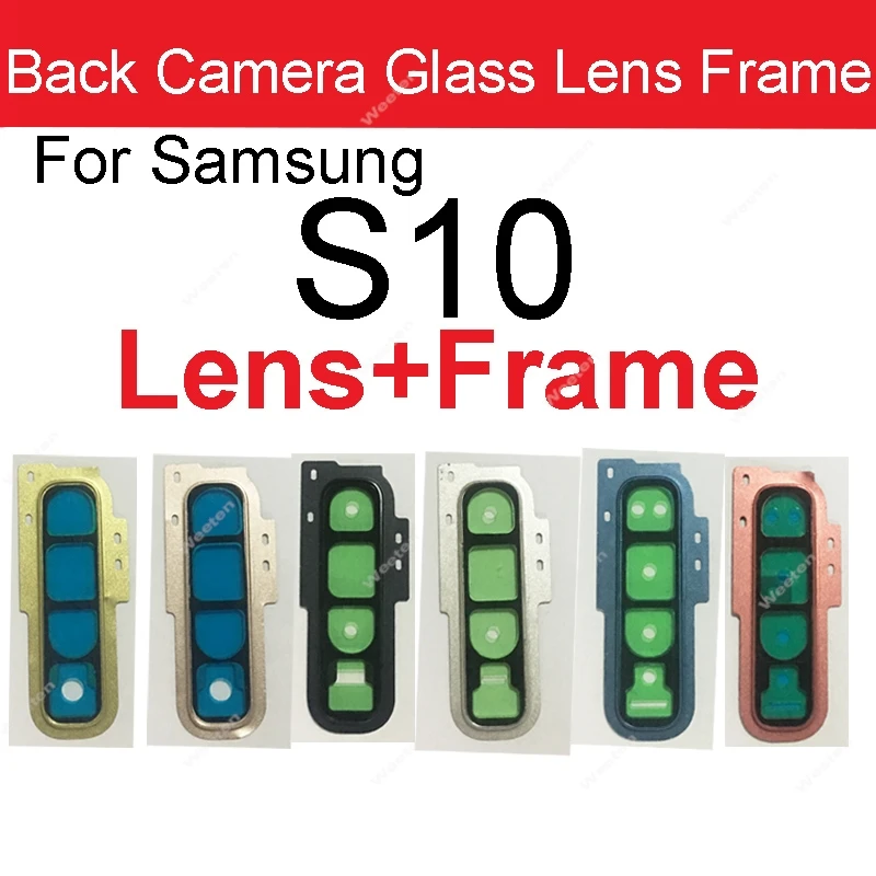 NEW Camera Glass Frame Cover For Samsung Galaxy S10 S10- Plus SM-G973 G975 Rear Main Camera Lens Glass Frame Holder Repair Parts
