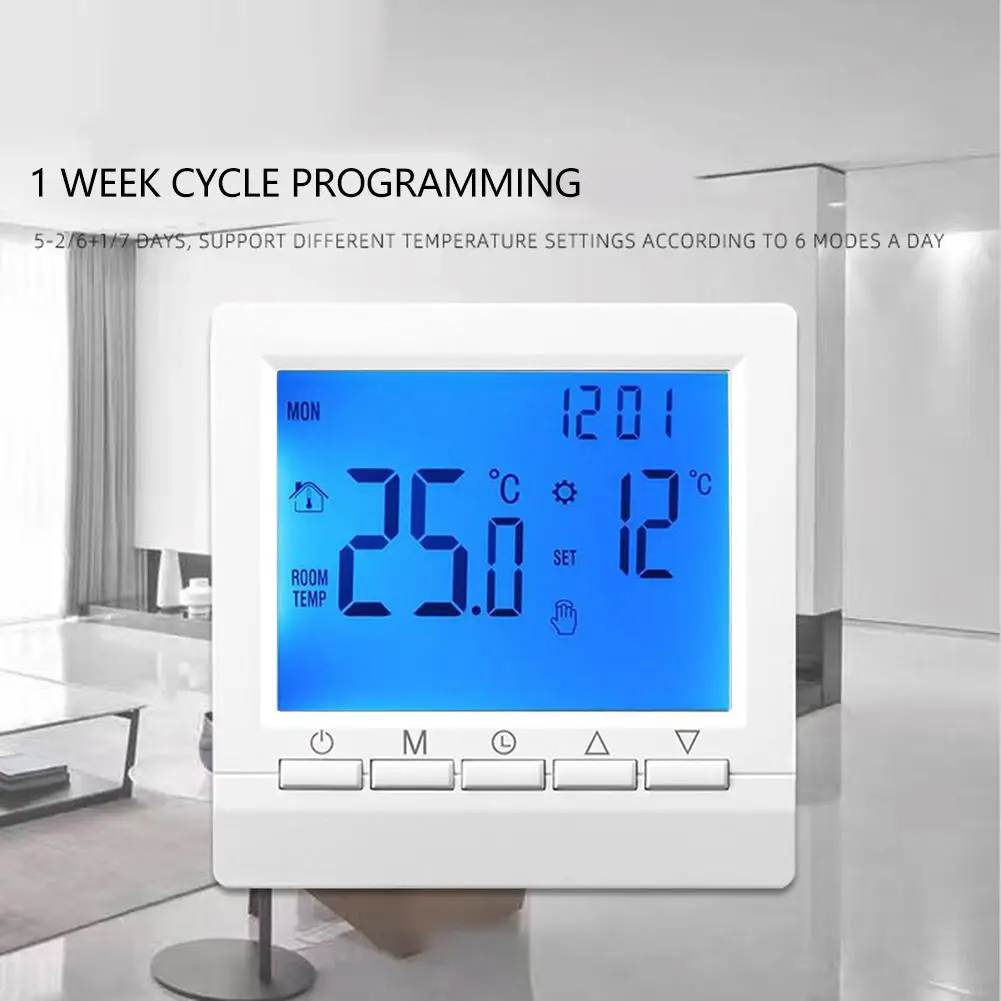 1 st Slimme Thermostaat Wifi Programmeerbare Thermostaat LCD Touch Screen Wandmontage Boiler Temperatuurregelaar Interne Sensor