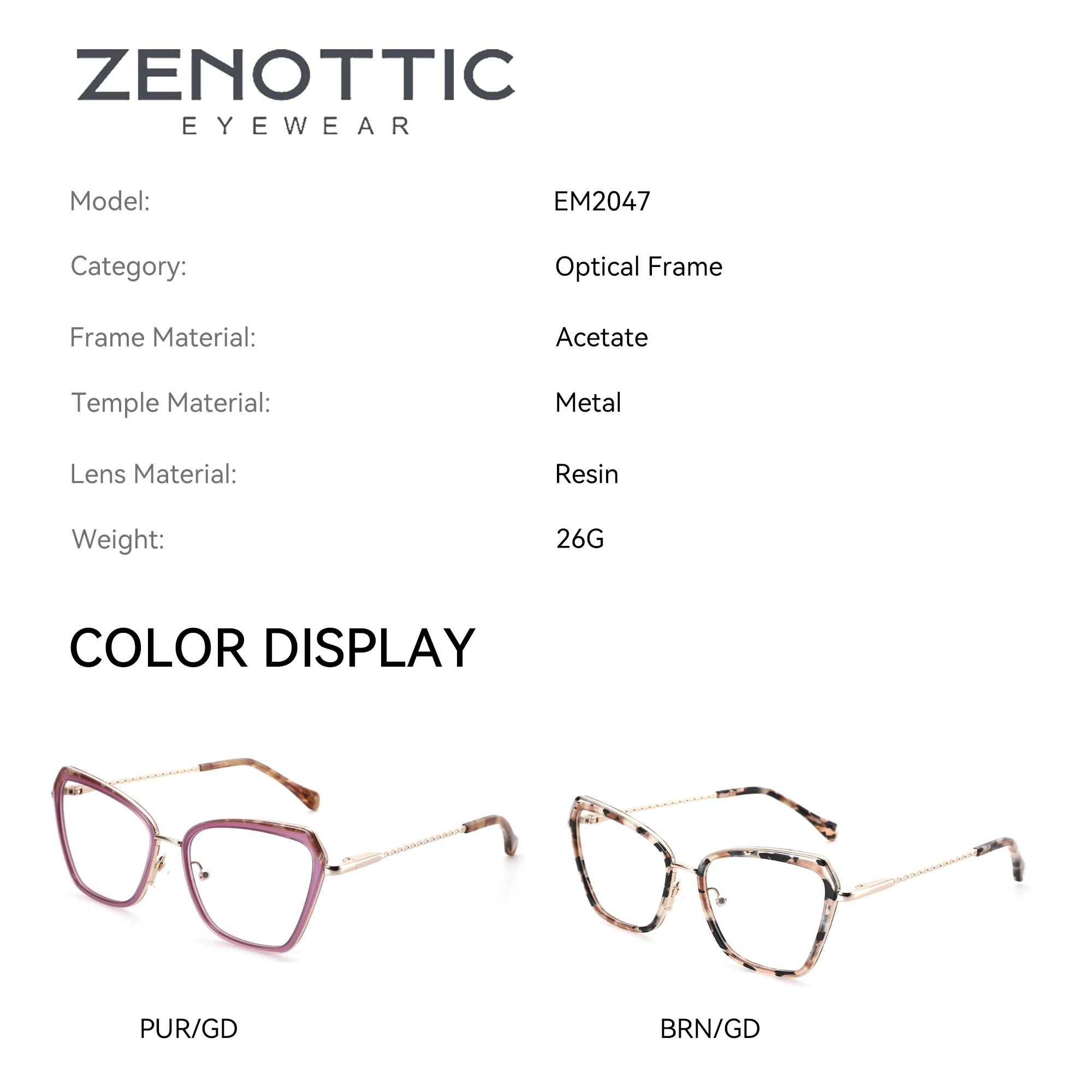 ZENOTTIC (tamaño M) gafas multifocales fotocromáticas/progressivas graduadas de acetato y mariposa de Metal lentes para miopía para mujer