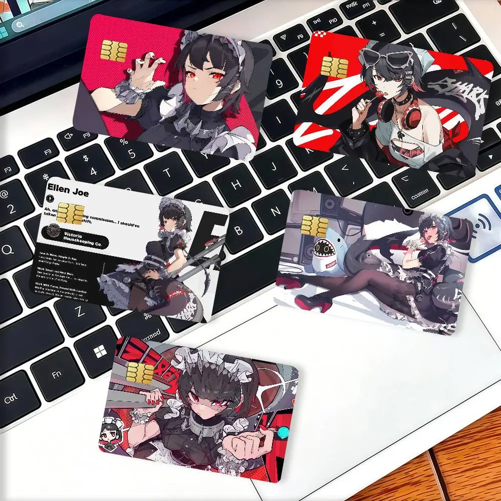 Zenless Zone Zero Ellen Joe Credit Skin Cover Card Stickers 4PCS Film Bus Pass Front Decoration Bank Debit Waterproof