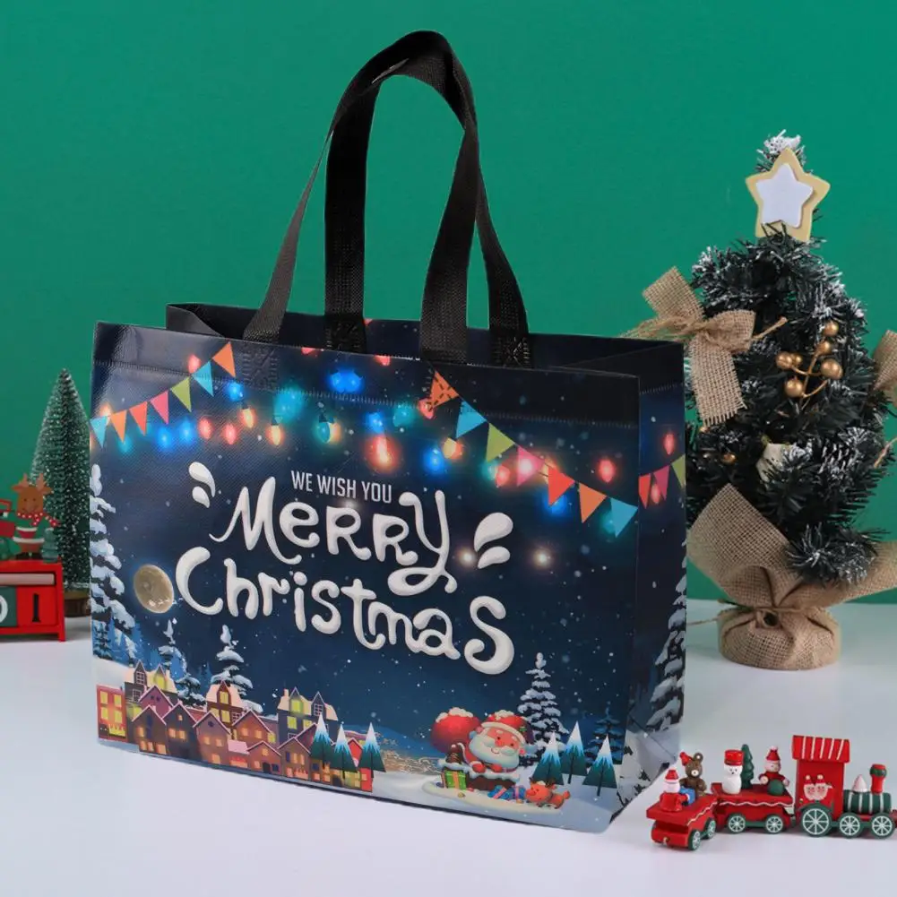 2026 هدية الكريسماس حقيبة سانتا كلوز ثلج تصميم سعة كبيرة مقبض مزدوج غير المنسوجة النسيج كيس تغليف الهدايا الحلوى