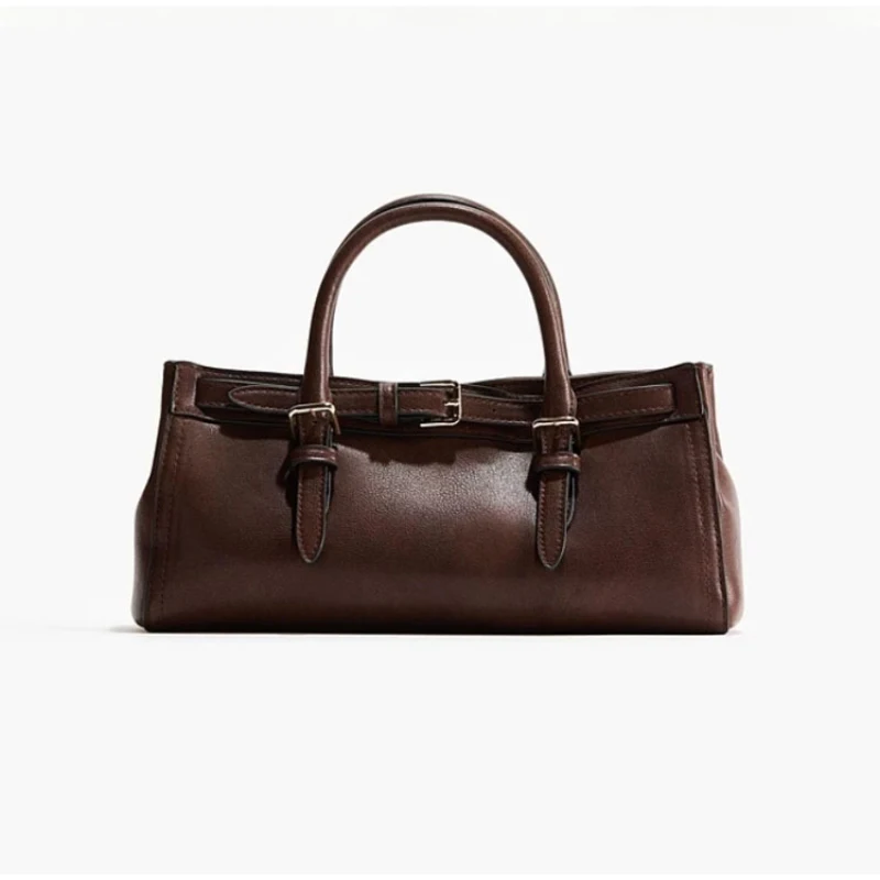 Gürtelschnallen-Verstellbare Umhängetasche, Damen Einfarbige Minimalistische Handtasche, Schwarze Vielseitige Pendler-Arbeitstasche – Detail 3