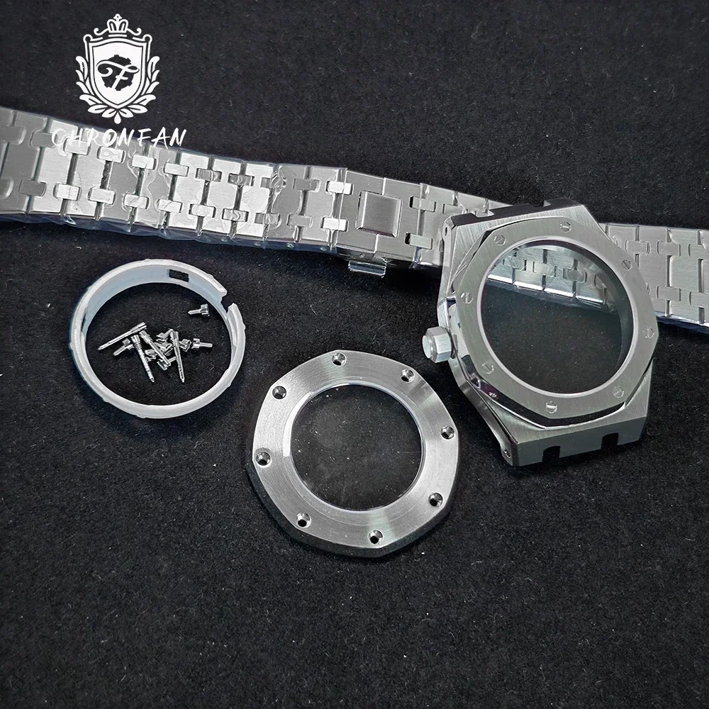 41 مللي متر AP ساعة أجزاء ل NH34 NH35 NH36 حركة شفافة الظهر الياقوت كريستال AP ساعة استبدال الملحقات المعدلة