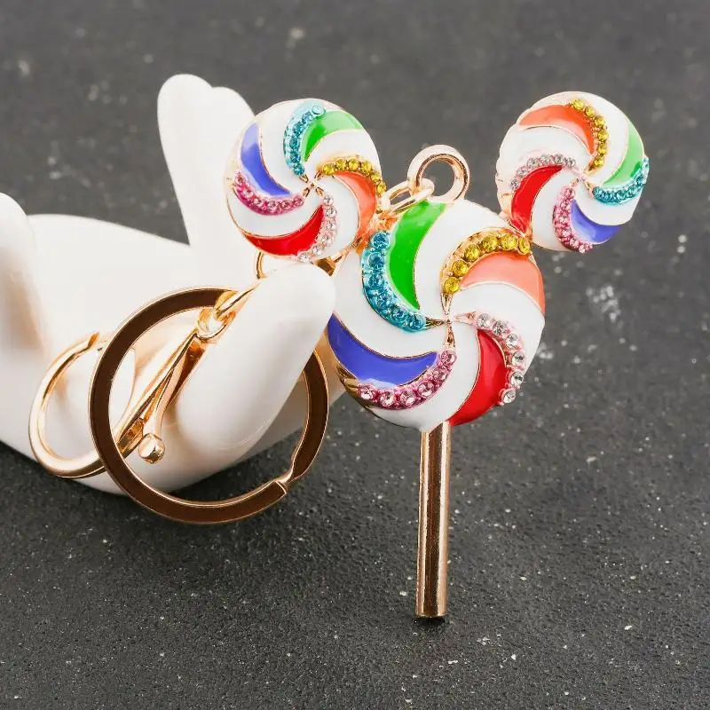 Lollipop-Taschenanhänger, süßer Regenbogen-Bonbon-Patchwork, niedlicher Strass-Anhänger, kreativer Anhänger für Rucksack, kleines Geschenk für Teenager – Detail 11