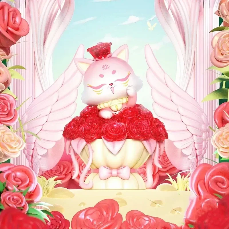 Genuine Ancient Nine Fox Rose Fairy Elevator Blind Box Handmade Nine Tailed Fox Decoration Girl Collection  Gift Cute Fox Toys