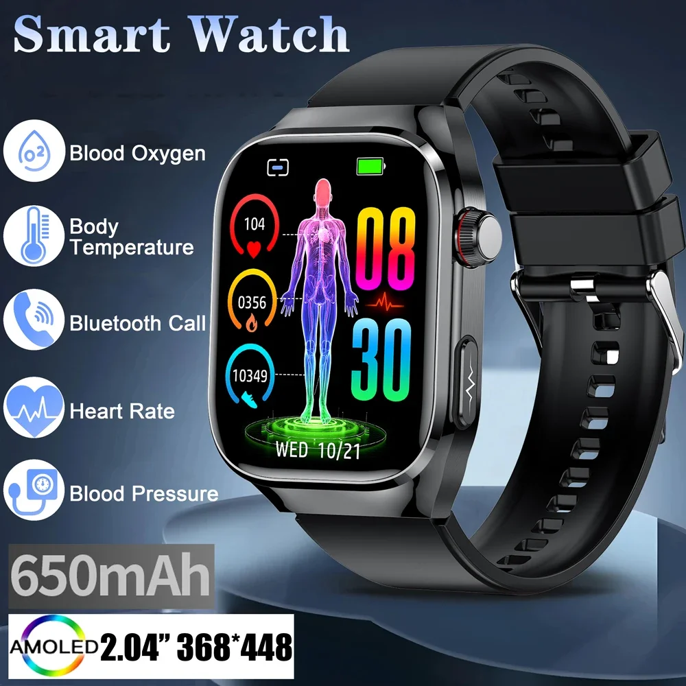 

2025 New Smart watch men Amoled For Bluetooth call blood pressure health watch women sport heart rate fitness waterproof