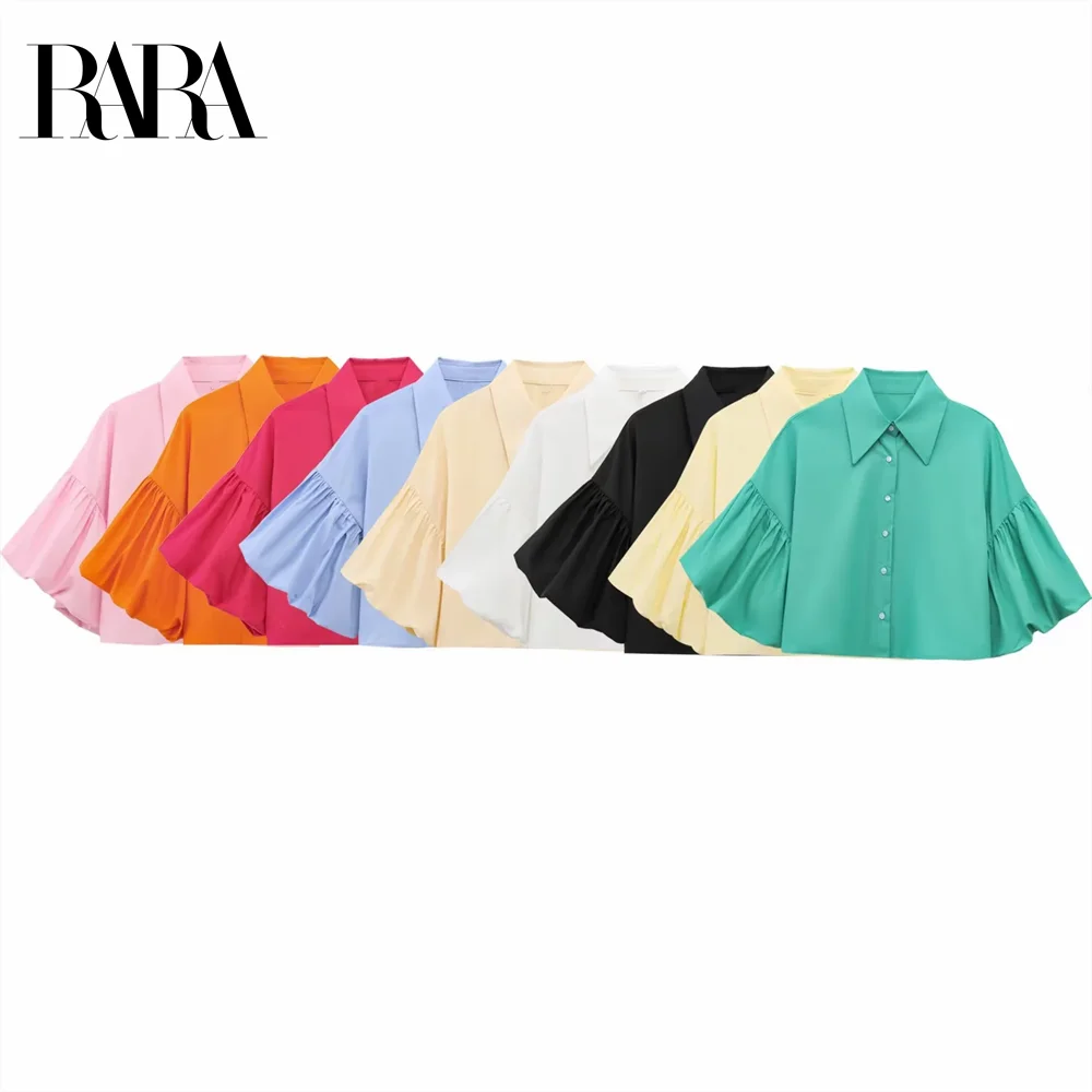 

2025 RARA Women's Blouses with Flared Sleeves and Collared Design in Multiple Vibrant Color Options for Chic Style