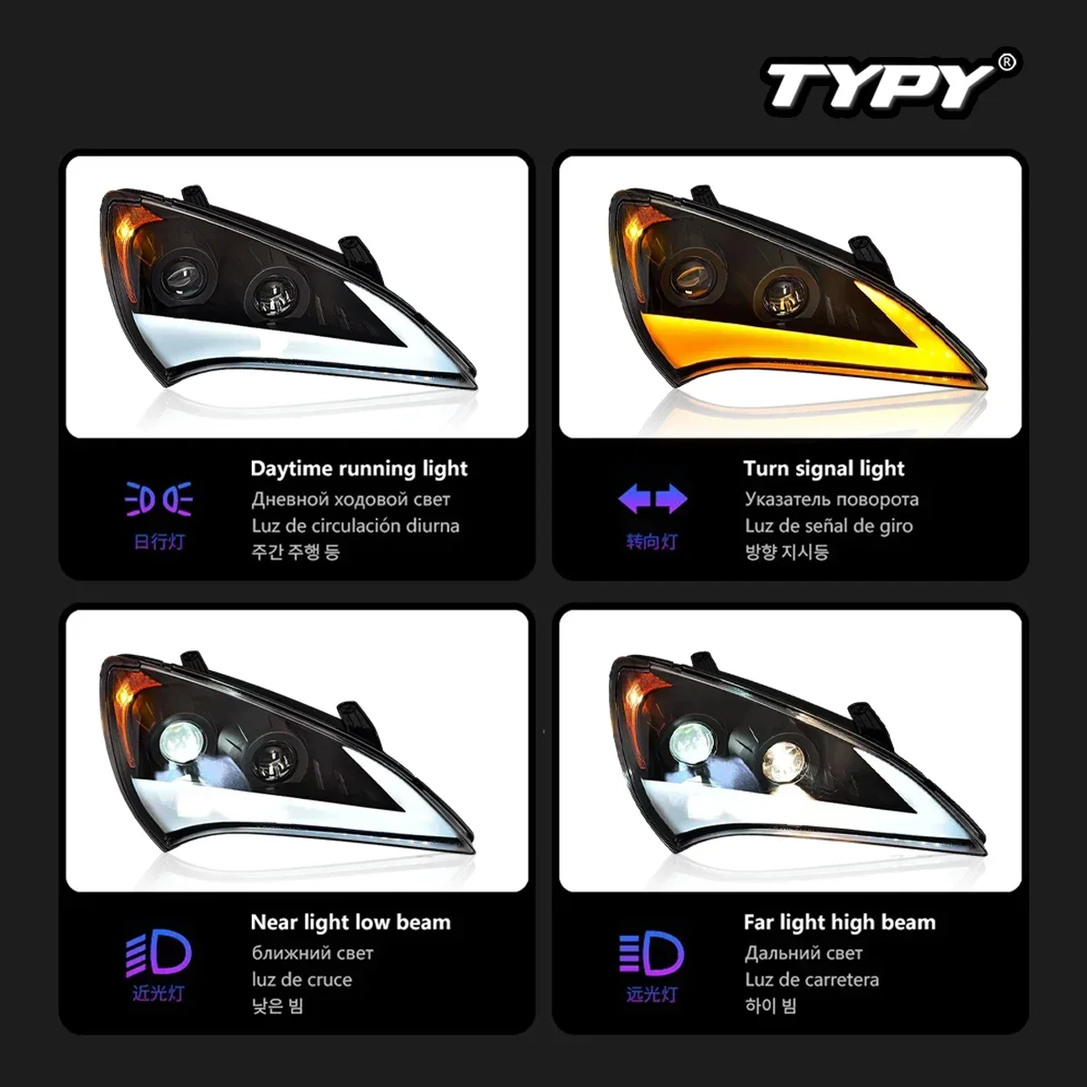 

TYPY Car Headlights For Hyundai Rohens coupe LED Car Lamps Daytime Running Lights Dynamic Turn Signals 2009-2012