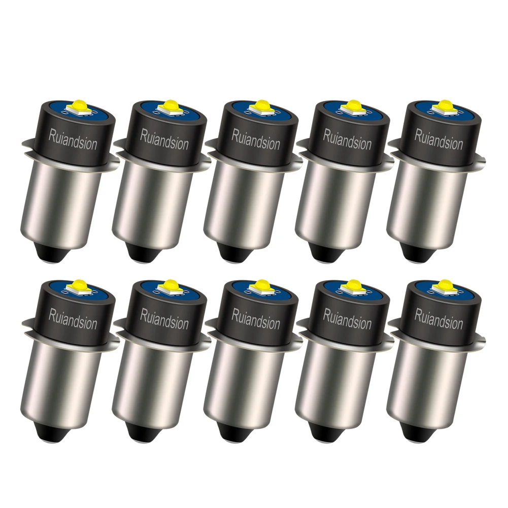 RUIANDSION P13.5S LED E10 Mini Bulb 1-9V fit AA/D Cells Ultra Bright 300LM for Maglite Flashlight Replacement Upgrade Lamp 10Pcs