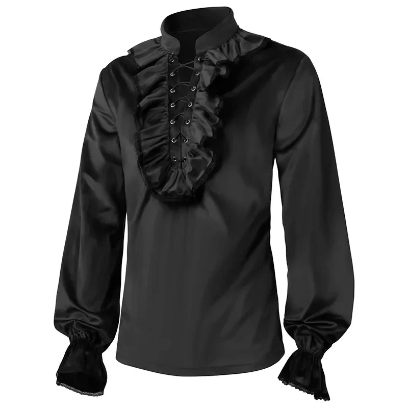 Men's Medieval Vintage Pleated Shirt With Victorian Top