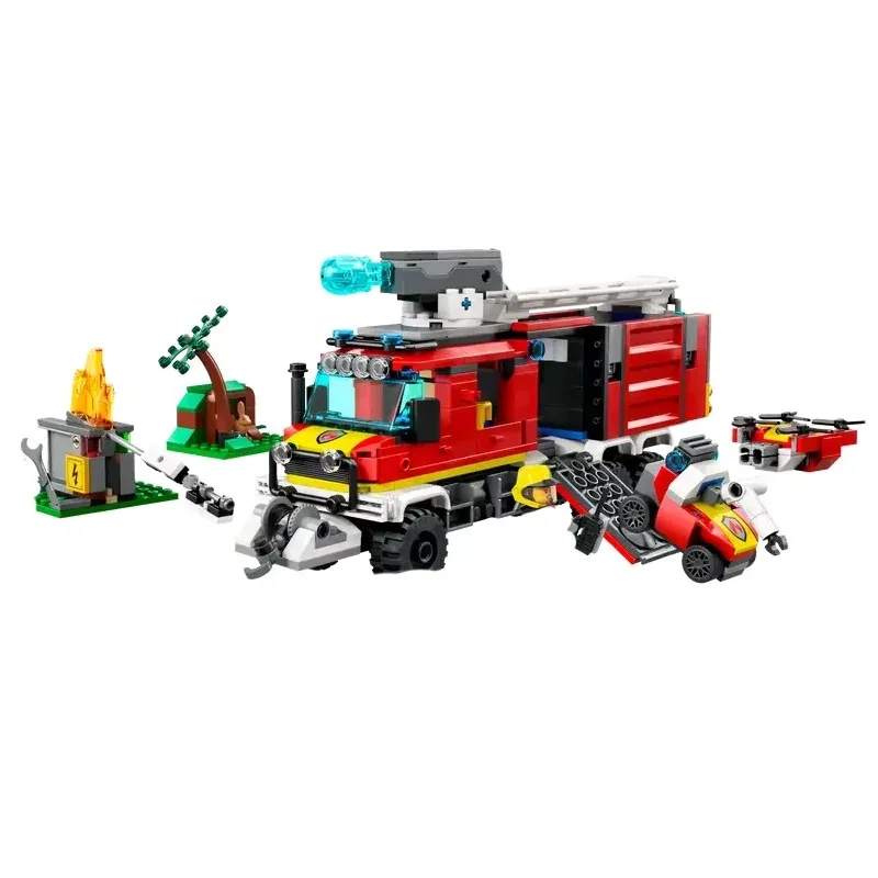 Conjuntos MOC compatibles de terceros, serie de ciudad, bloques de construcción, camión de rescate contra incendios, coche, Dron de lucha contra incendios, juguetes de ladrillos para niños, regalo