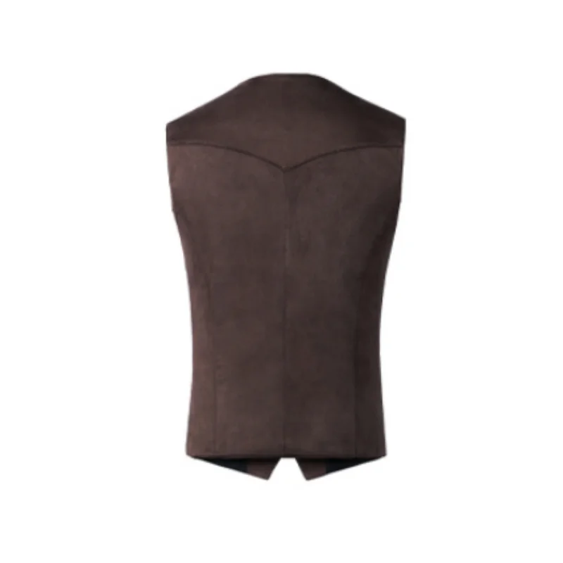 Men's Suede Leather Vest Vintage Denim Sleeveless Jacket Slim Fit Wedding Vest Vests for Men Suits High Quality Steampunk Man