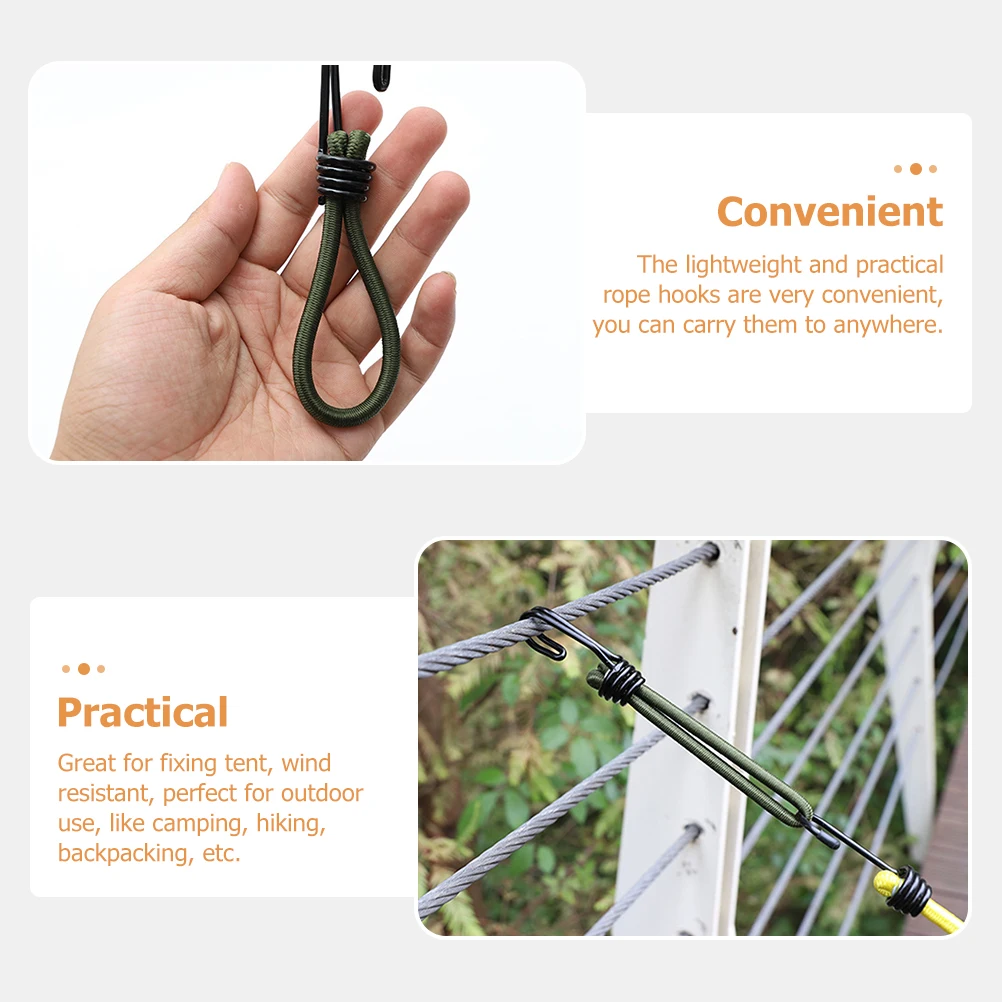 

4 Pcs Tent Rope Tensioner Cord Tarpaulin Fixed Clips Elastic Fastening Bungee Cords for