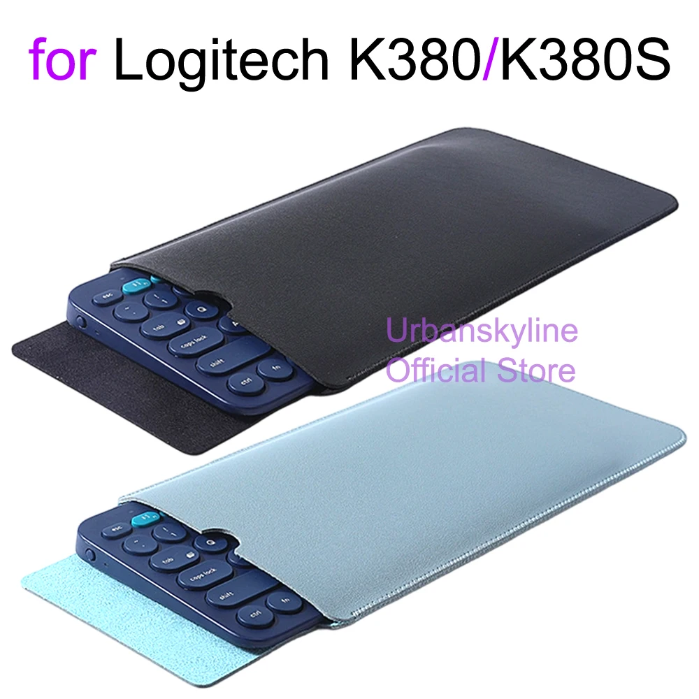 K380 Bag for Logitech K380S Sleeve PU Leather Keyboard Storage Handbag Case Carrying Cover Purse Pouch Portable Accessories