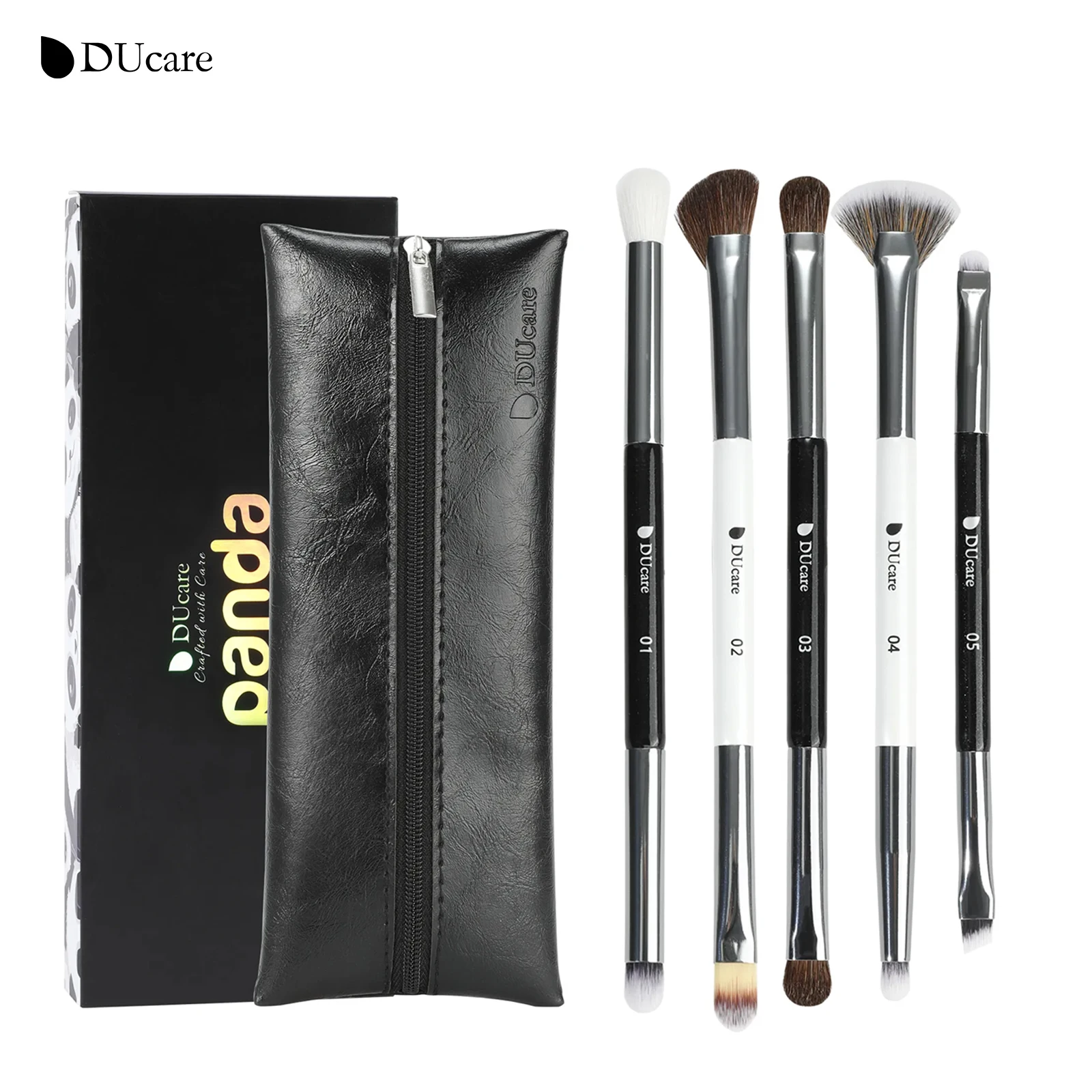 

DUcare PANDA Eye Brush Set Eyeshadow Eyeliner Eyebrow Concealer Brushes Mini Travel Cosmetic Tool Ultra Soft Hourse Goat Hair