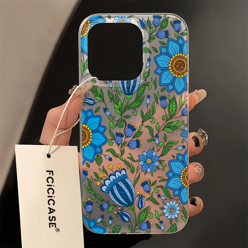Чехол для телефона Fcicicase с цветочным узором и листьями для iPhone 15 Plus 16e 14 Pro 13 Mini 16 Pro Max, прозрачный мягкий силиконовый противоударный чехол Чехол для телефона Fcicicase с цветочным узором и листьями для iPhone 15 Plus 16e 14 Pro 13 Mini 16 Pro Max, прозрачный мягкий силиконовый противоударный чехол
