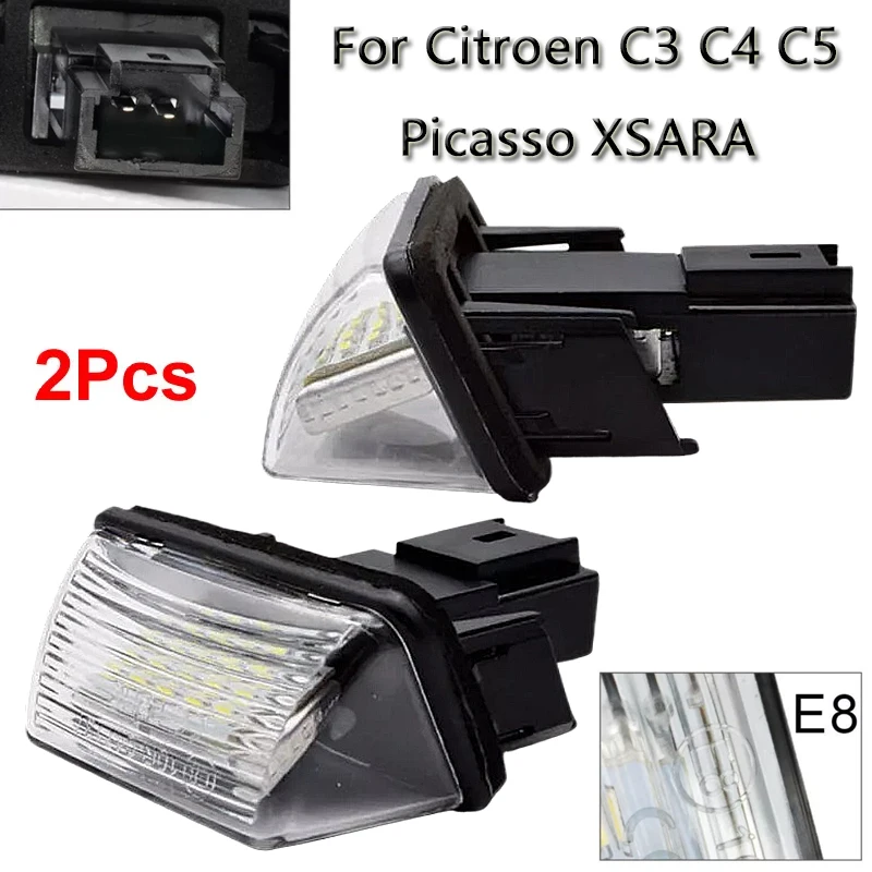 

2PCS Number Plate Lamps Fit For Citroen C3 C4 C5 Picasso XSARA LED Car License Number Plate Light Auto Lights Accessories