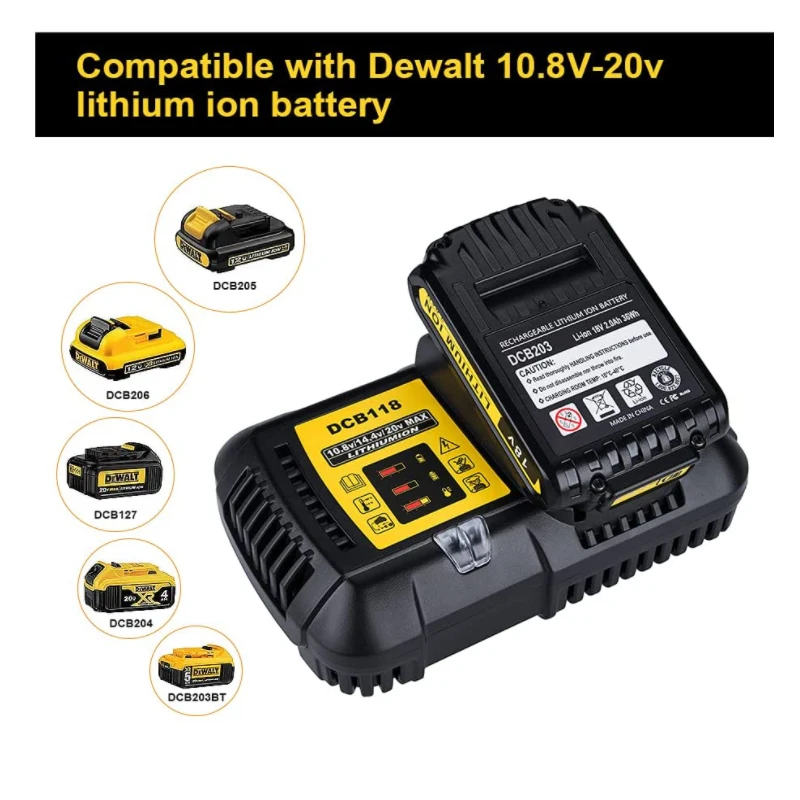 Ładowarka DCB118 do baterii Dewalt 10.8V 12V 14.4V 18V 20V DCB200 DCB101 DCB115 DCB107 DCB105 DCB140 & DCB112