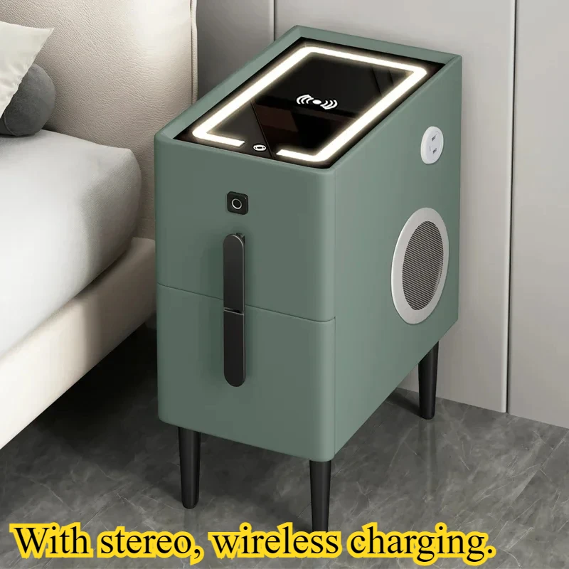 Fingerprint Nightstands Minimalist Aesthetic Storage Small Bedside Table Modern Smart Pretty Table De Chevet Bedroom Furniture