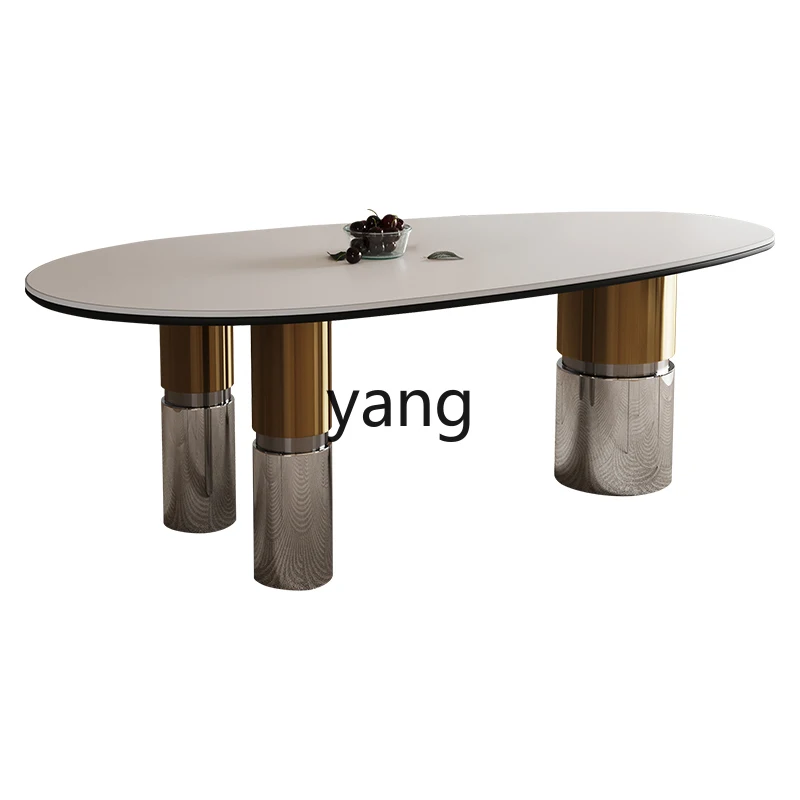 XYY rock slab dining table minimalist high-end home modern minimalist oval water drop shape