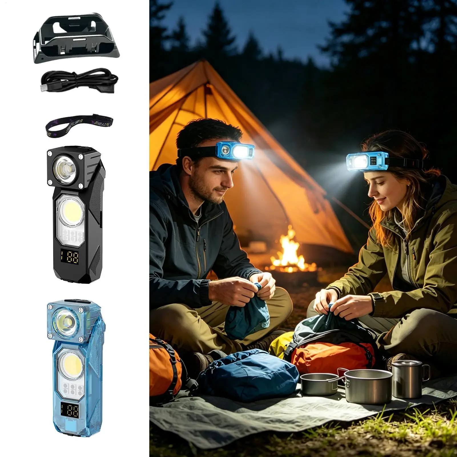 Clip On Headlamp Waterproof High-Powered Small Handheld Lamp USB Rechargeable Vest Flashlight For Work Outdoor Fishing Cycling