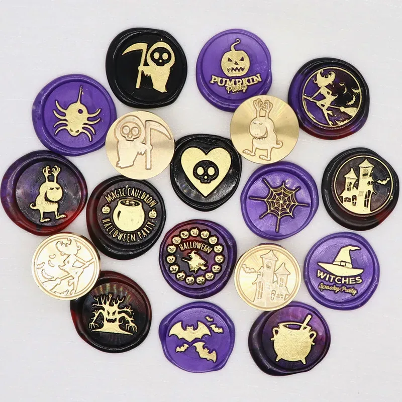 1pc 25MM Halloween Serie Wachs Siegel Stempel Kopf Retro Vintage Siegel Stempel Kopf Für Festival Geschenk Verpackung Karten scrapbooking