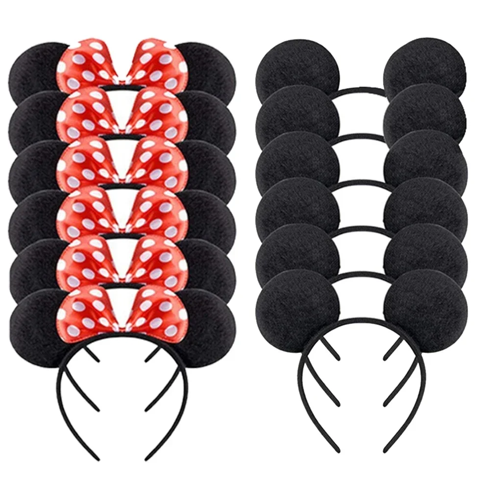 12pcs Mouse Ears Headband Girls Festival Headbands Black Sequin Bowknot Hairband Children Birthday Party Hair Accessories Gift image 4