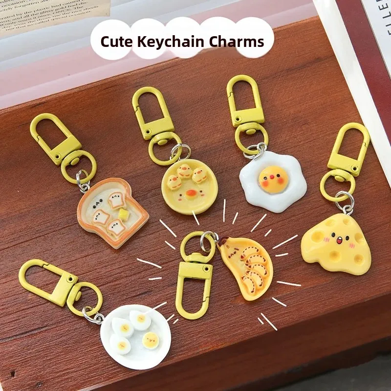 Cute Cartoon Cheese Keychain Bag Charm Student Small Gift Resin Material Creative Festival Supplies without Brand