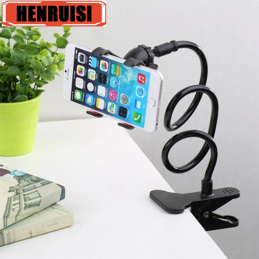 

360 Rotate Clip Mobile Phone Holder Stand Portable Flexible Lazy Bed Desktop Bracket Smartphones Desk Mount Stand Base Support