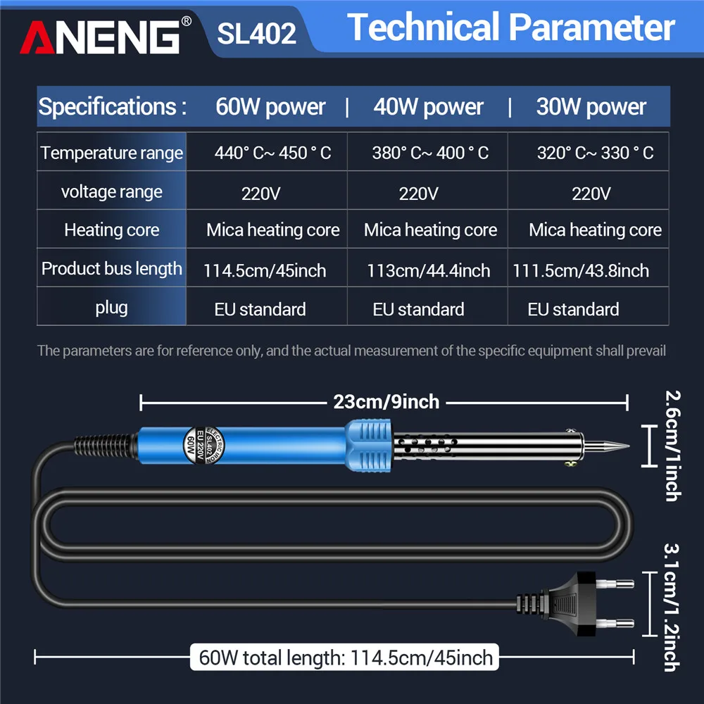 ANENG SL402 Electric Soldering Iron 30/40/60W US/EU Plug Tester Tin Tips Repair Welding Tools Rework Header Tool Solder Station - view 6