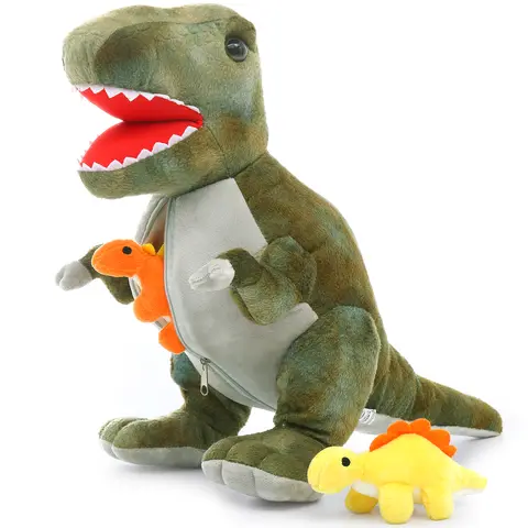 MorisMos Big Dinosaur Teddy Stuffed Animals, 50cm Green Mom with Baby Inside, Cuddly T-Rex Plush Soft Toy for Boy Fluffy Giant