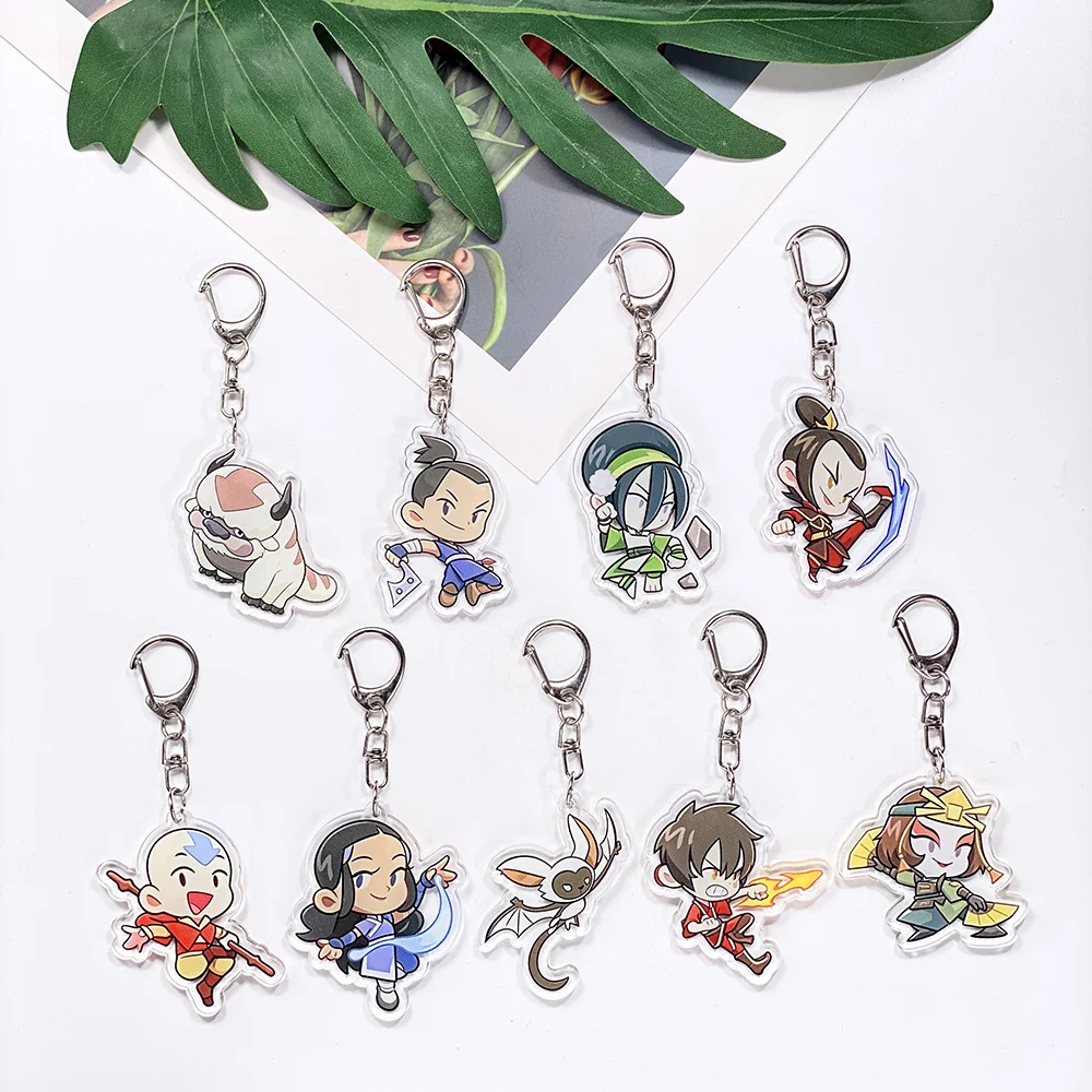 1/9 Piezas Llavero de Acrílico de Avatar: La Leyenda de Aang, Accesorios para Coche, Colgante para Mochila, Regalos para Amigos