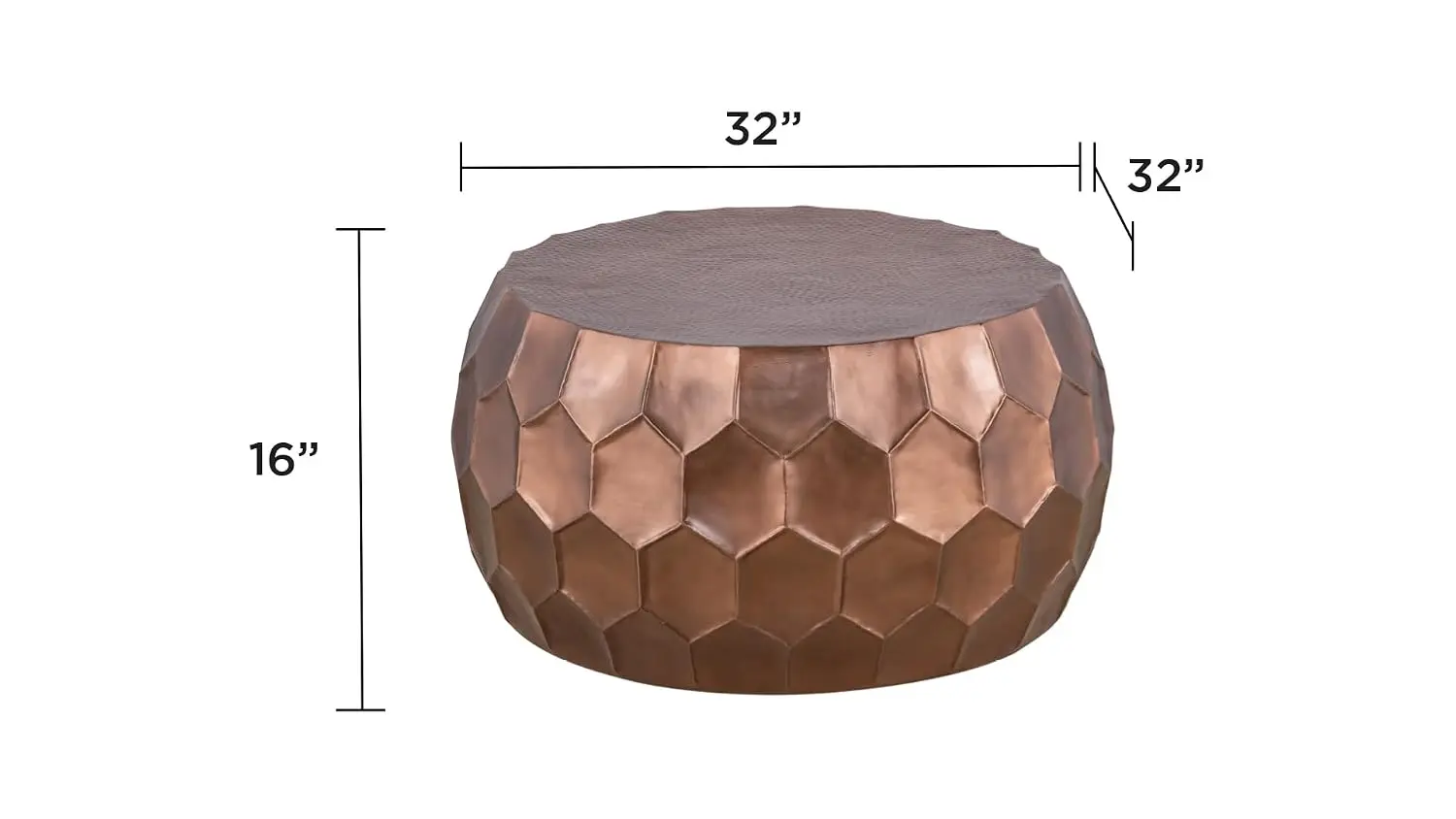Antique Copper Round Aluminum Coffee Table Hammered Base Living Room Furniture, Customized