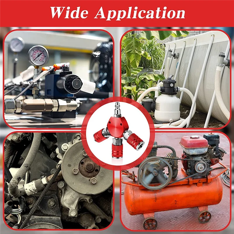 

ABPR-2 Pcs Air Hose Connectors 3 Way Air Hose Fittings 1/4 In NPT Air Compressor Fittings Air Compressor Accessories