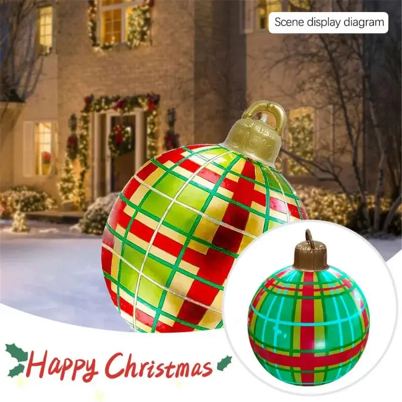 60CM Christmas Inflatable Ball Decorated Ball PVC Giant Big Large Balls Xmas Tree Decorations Toy Ball Without Light Ornament