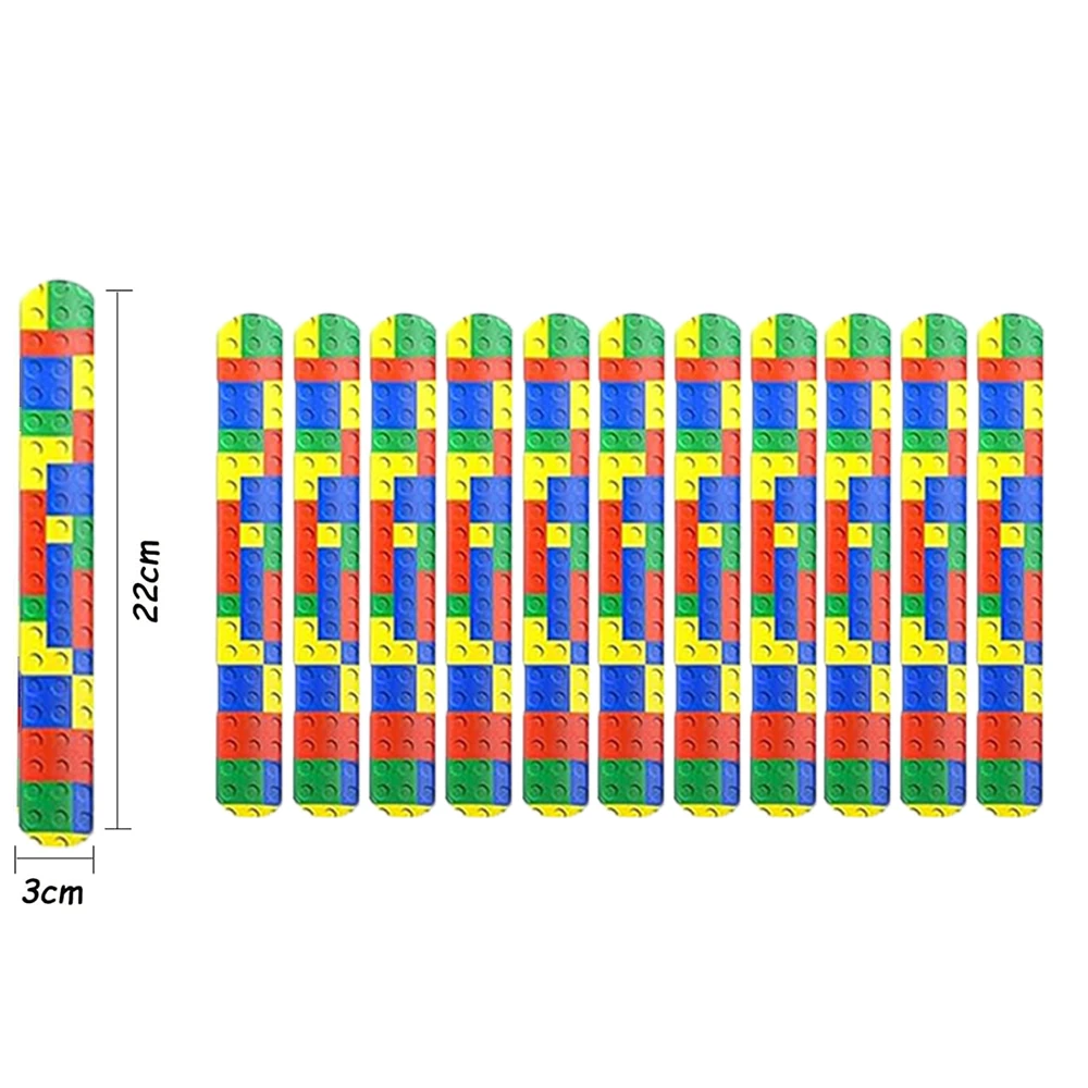 Building Blocks for Party Favors, Set Slap Bracelets for Kid,Silicone Bracelet,Gift Bags for Block, Gift for Kids Party Supplies