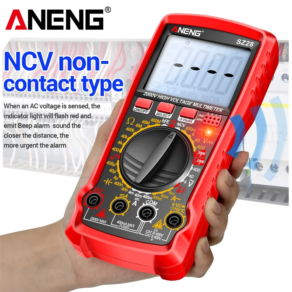 ANENG SZ28 Multimeter Smart 4000 Count Digital AC/DC Voltage Current Tester Ohm Hz Diode NCV High Pressure Multimetro Test Tool