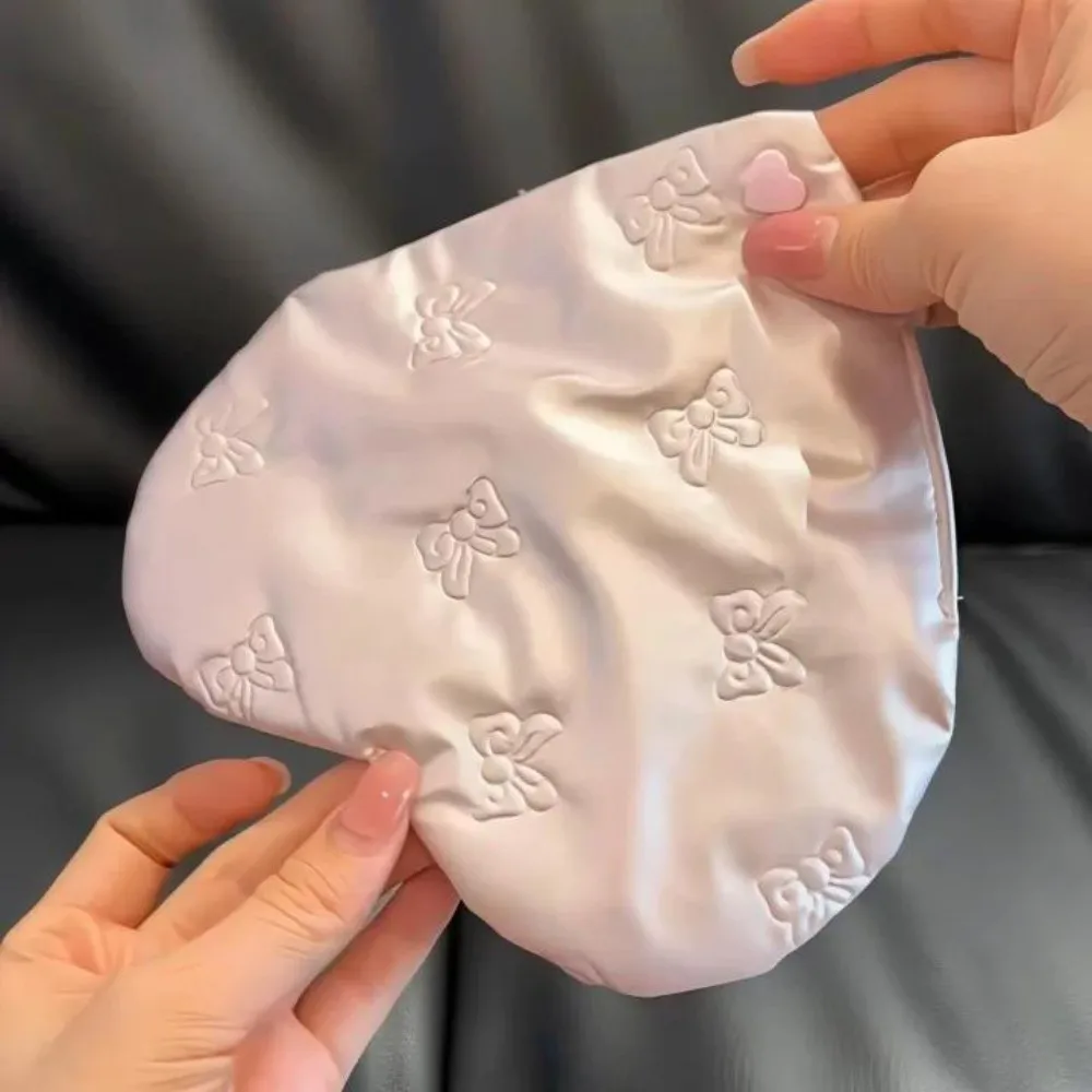 Pu Eyeglass Case Bow Embossed Pink Color Glasses Storage Bag Heart Shaped Snap Button Sunglasses Pouch Portable Use