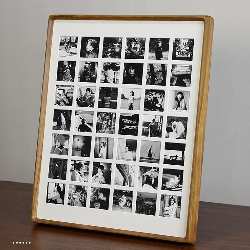 Black Walnut Wood Frame G-Style Wall-Mountable 12-Grid Natural Rounded Corner Picture Frame Solid Wood Frame for Photos