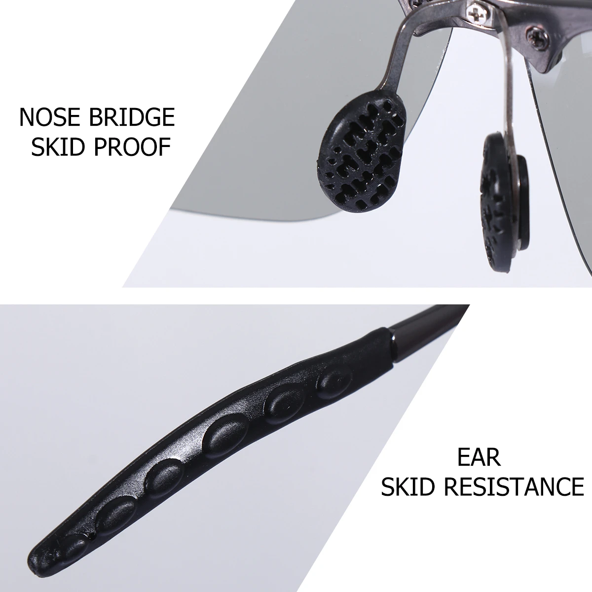 

Men's Cycling Color Change Sunglasses Soft Nose Mat Design for Night Driving Riding Polarized Glasses Durable Materials